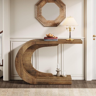Hommoo 43.3" Mid-Century C-Shaped Console Table