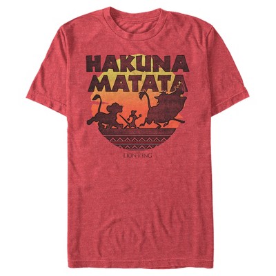 Men's Lion King Hakuna Matata Sunset Circle T-shirt - Red Heather - X ...