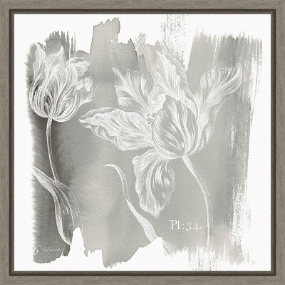 Amanti Art Water Wash I Neutral (Floral) by Sue Schlabach Canvas Wall Art Print Framed 16-in. x 16-in.