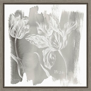 Amanti Art Water Wash I Neutral (Floral) by Sue Schlabach Canvas Wall Art Print Framed 16-in. x 16-in. - 1 of 4