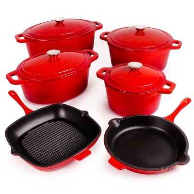 Berghoff Neo 10pc Cast Iron Cookware Set With Matching Lid, Oven