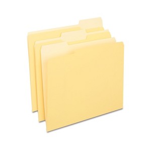 Staples Colored Top-Tab File Folders 3 Tab Yellow Letter Size 100/Pack 224535 - 1 of 4