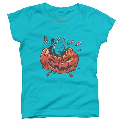 Girl's Design By Humans Halloween smashed pumpkin By BlackBerry55 T-Shirt