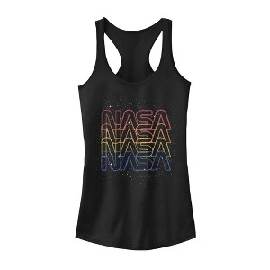 Juniors Womens NASA Rainbow Repeat Logo Racerback Tank Top - 1 of 4