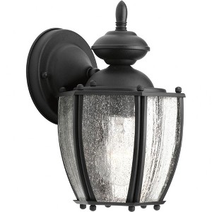 Progress Lighting Roman Coach 1-Light Small Wall Lantern in Textured Black Aluminum with Seeded Glass Panels - 1 of 2