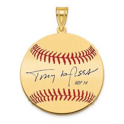 Black Bow Jewelry 14K Gold Plated Tony La Russa Signature MD Enamel Baseball Pendant
