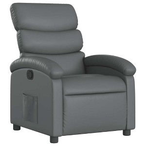 vidaXL Manual Recliner Chair, Adjustable Backrest/ Footrest, Gray Leather Reclining Sofa - 1 of 4