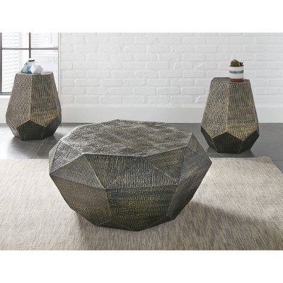 Donato Hexagonal Gold Metal End Table