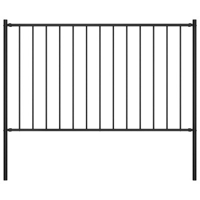 vidaXL Fence Panel with Posts Powder-coated Steel 5.6'x2.5' Black