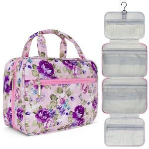 PAVILIA Hanging Toiletry Bag Travel Women Men, Foldable Cosmetic Organizer, Water Resistant Makeup Accessories Essentials Kit - 1 of 4