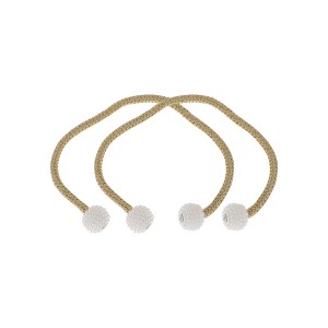 Unique Bargains Magnetic Buckle Medium Faux Pearl Curtain Strap Polyester Rare Earth Magnet 2 Pcs - 1 of 4