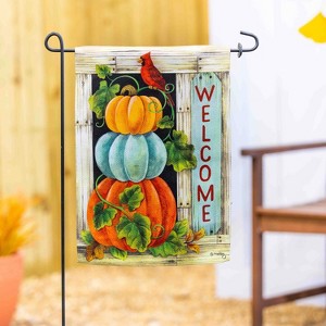 Evergreen Pumpkin Stack  Garden Suede Flag 12.5 x 18 Inches Indoor Outdoor Decor - 1 of 4