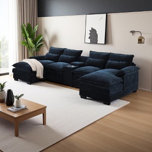 123" Chenille U-Shaped Sectional Sofa with Double Chaise & USB - 1 of 4