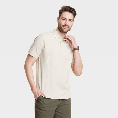 Men's Regular Fit Short Sleeve Polo Shirt - Goodfellow & Co™ Oatmeal S ...
