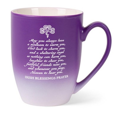 Elanze Designs Inspirational Coffee Cup Mug 12 Ounce Ceramic With Ombre Gradient Irish Blessing Prayer Purple and White