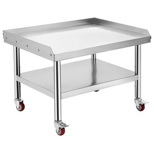 Equipment Grill Stand Table|Stainless Steel -1000 lbs Top Shelf, 220 lbs Bottom Shelf|Adjustable Legs with 2"Edge Baffle|Ideal for Kitchens - 1 of 4