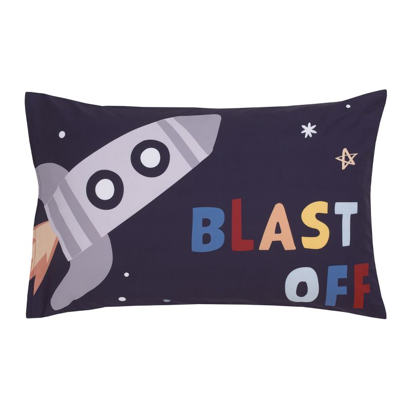 Everything Kids Solar System Navy, Orange, and Yellow Blast Off 4 Piece Toddler Bed Set, 5 of 7