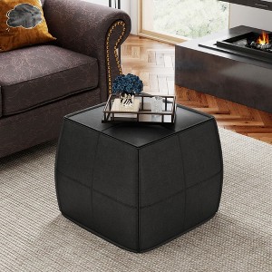 Kayamas 21" Ergonomic Genuine Leather Footrest,RectangleOttoman Brown - Support Feet & Relieve Sitting Fatigue - 1 of 4