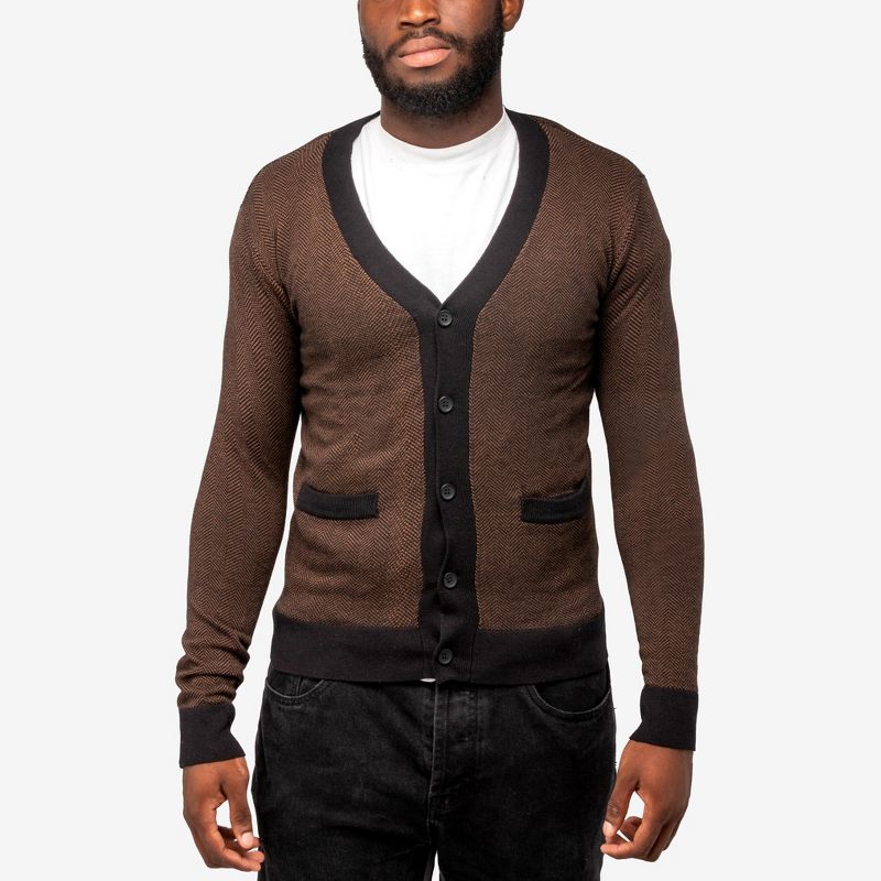 X RAY Men's Herringbone Cardigan Sweater, 1 of 7