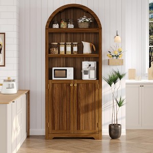 72" Tall Arched Pantry Cabinet, Kitchen Pantry Cabinet with Adjustable Shelf & Handles, Wood Storage Cabinet for Dining Room, Kitchen, Living Room - 1 of 4