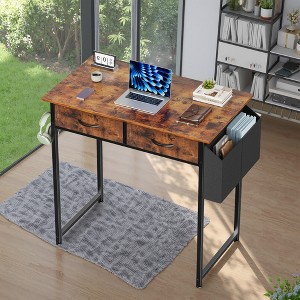 MAYEERTY 32in Adjustable Small Computer Desk, Metal Writing Study Table with Storage and Headphone Hook, Home Office - 1 of 4