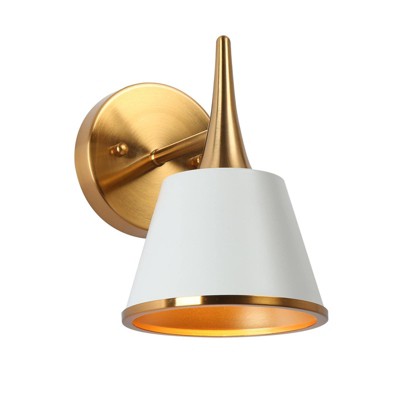LNC Idaikos 6-in W 1-Lights Polished Gold and White Dome Modern/Contemporary Wall Lights