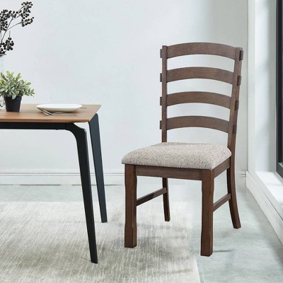 Acme Furniture Pascaline 22 Dining Chairs Gray Fabric Rustic Brown   GUEST 53ecde02 F286 4ae8 A65a 87fae4518694