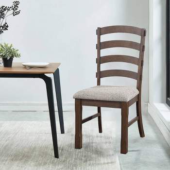 Pascaline 22" Dining Chairs Gray Fabric, Rustic Brown and Oak - Acme Furniture