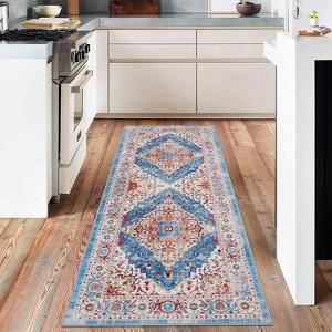 Soft, Durable Boho Area Rug – Large, Stain Resistant, Machine Washable, Non-Slip Vintage Carpet for Living Room, Kitchen, Nursery - 1 of 4