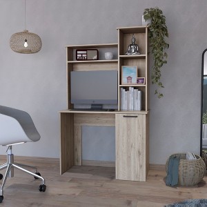 NicBex Home Office Desk 38.7" Modern Computer Desk with 4 Open Storage Shelves, Cabinet and Wooden Frame for Office, Study, Living Room - 1 of 4