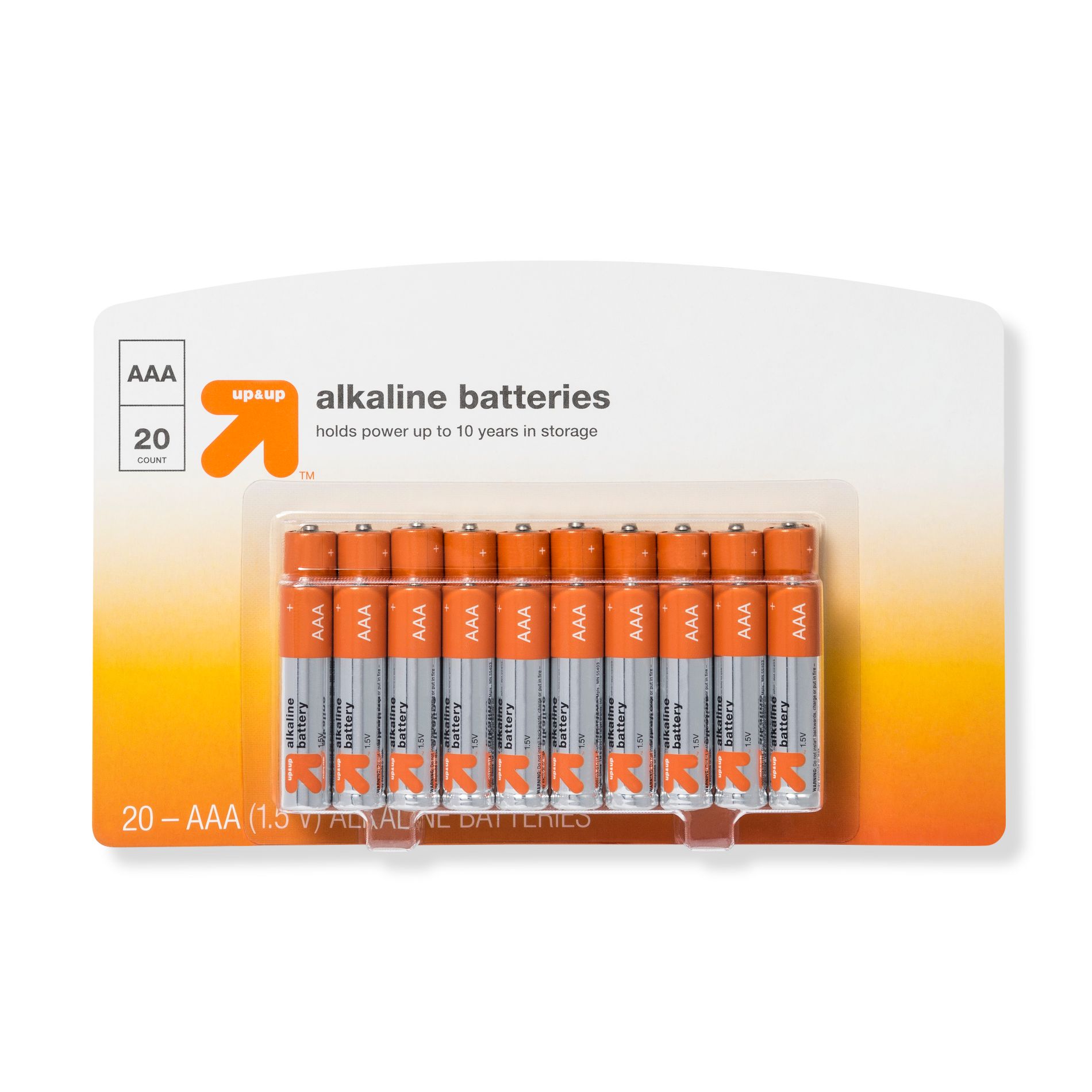 AAA Batteries - 20pk Alkaline Battery - up&up™: Household 1.5V, 20 Single-Use Pack