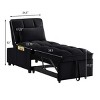 Single Pull Out Velvet Sofa Bed, Convertible Sleeper Chair with Storage Pocket & Adjustable Backrest for Apartment or Dorm-3irtyhousy - 4 of 4