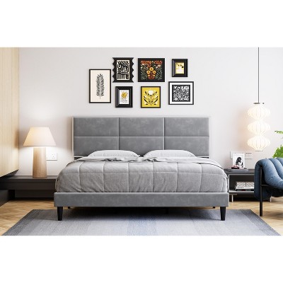 COZONY Upholstered Bed Frame with Headboard, Platform Design with Underbed Storage for Bedroom