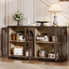 4-Door Arched Glass Sideboard Buffet Cabinet with Adjustable Shelves, Retro MDF & Rubber Wood Storage for Kitchen, Dining Room - 4 of 4