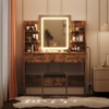 Vanity Desk with Mirror and Lights, Makeup Vanity Desk with Lights 3 Colors, Makeup Table with 2 Drawers, 6 Shelves, Power Outlet, for Bedroom - 2 of 4