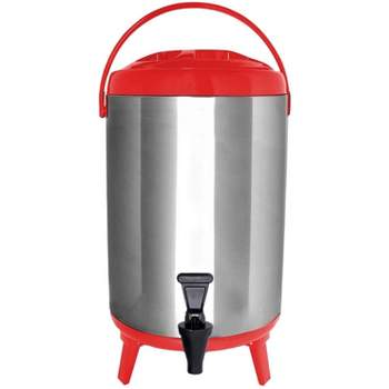 Vollum Stainless Steel Insulated Beverage Dispenser - Red, 8L