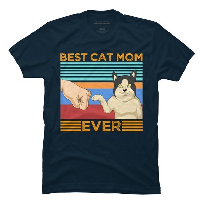Men's Design By Humans Best Cat Mom Ever Retro Stripes By shirtpublic T-Shirt