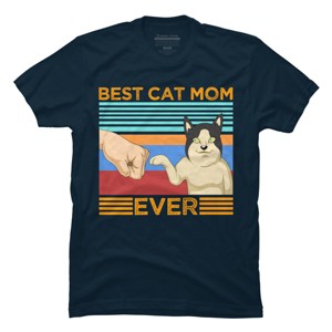 Men's Design By Humans Best Cat Mom Ever Retro Stripes By shirtpublic T-Shirt - 1 of 2
