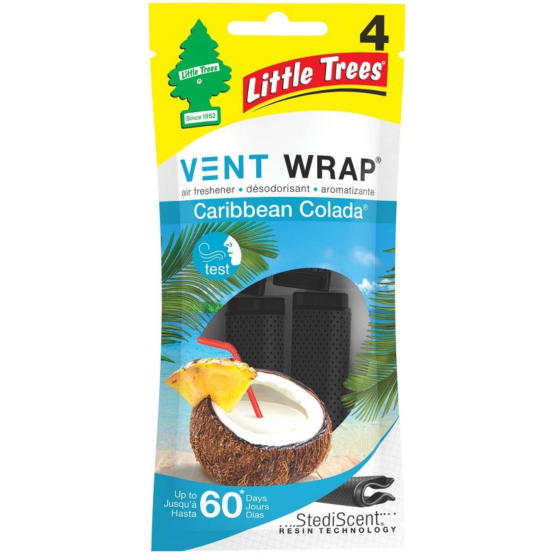 Little Trees 4pk Vent Wrap Caribbean Colada Air Fresheners, 1 of 5