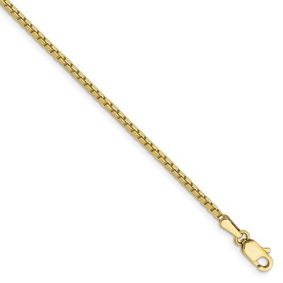 Black Bow Jewelry 10k Yellow Gold 1.5mm Box Chain Anklet, 9 Inch