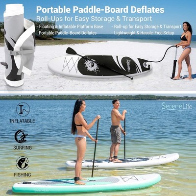 SereneLife 10' Gray and Black Inflatable Stand-Up Paddle Board
