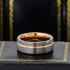 Jewelry Avalanche Rose Gold & Gunmetal IP Grooved Tungsten Carbide Mens Wedding Band Pipe Cut - 3 of 4