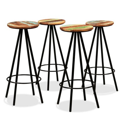 vidaXL Bar Stool Set of 4 Varied Reclaimed Wood Standard Industrial