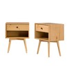 Saracina Home 2pc Greenberg 1 Drawer MidCentury Modern Solid Wood Nightstand Natural Pine - 3 of 4