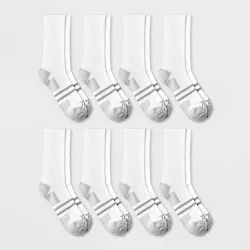 Men's Training 8pk Crew Socks - All in Motion™ White 6-12