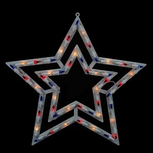 Northlight 17" Lighted Patriotic Star Window Silhouette Decoration - Red White and Blue - 1 of 4