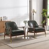 29.2'' Cognac Faux Leather Mid-Century Accent Chairs with Cushioned Seat, Solid Wood Frame and Brass-Tipped Legs (Set of 2( - 3 of 4