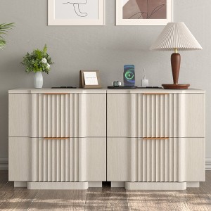 Brafabhome Fluted Nightstands with 20W Fast Charging Station, Modern Bedside Tables with Storage Drawers & Open Shelf, Accent End Tables Set of 2 - 1 of 4