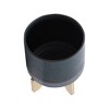 Chery Life 8" Dotted Planter W/ Wood Stand, Green - 3 of 4
