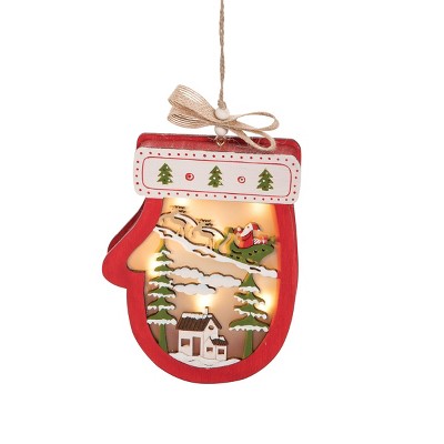 Gallerie II Light-Up LED Stewart's Mitten Wood Holiday Christmas Xmas Ornament